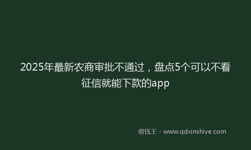 2025年最新农商审批不通过，盘点5个可以不看征信就能下款的app
