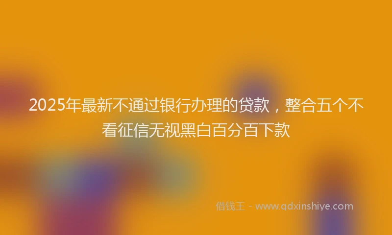 2025年最新不通过银行办理的贷款，整合五个不看征信无视黑白百分百下款