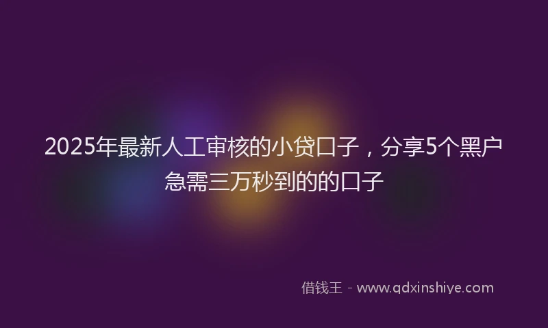 2025年最新人工审核的小贷口子，分享5个黑户急需三万秒到的的口子