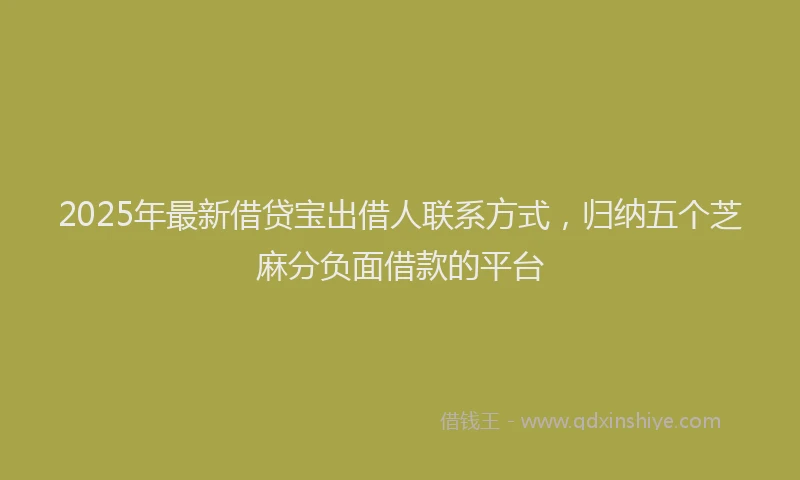 2025年最新借贷宝出借人联系方式，归纳五个芝麻分负面借款的平台