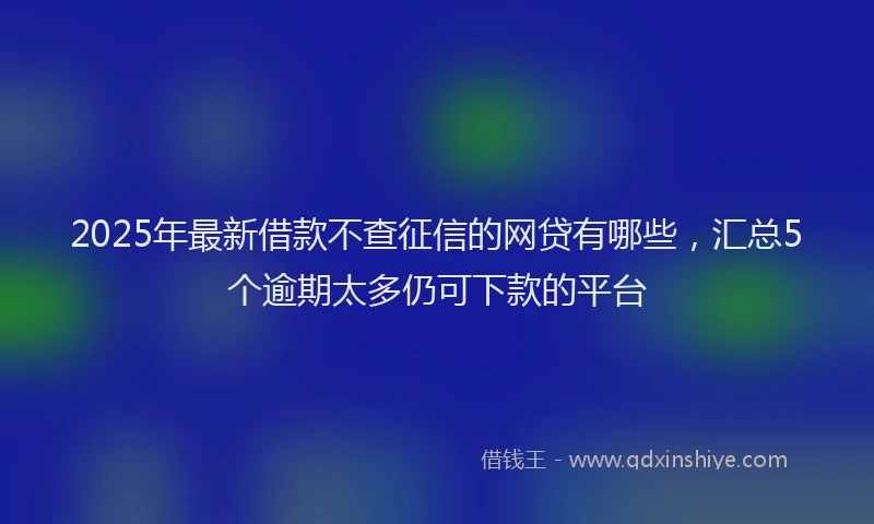 2025年最新借款不查征信的网贷有哪些，汇总5个逾期太多仍可下款的平台
