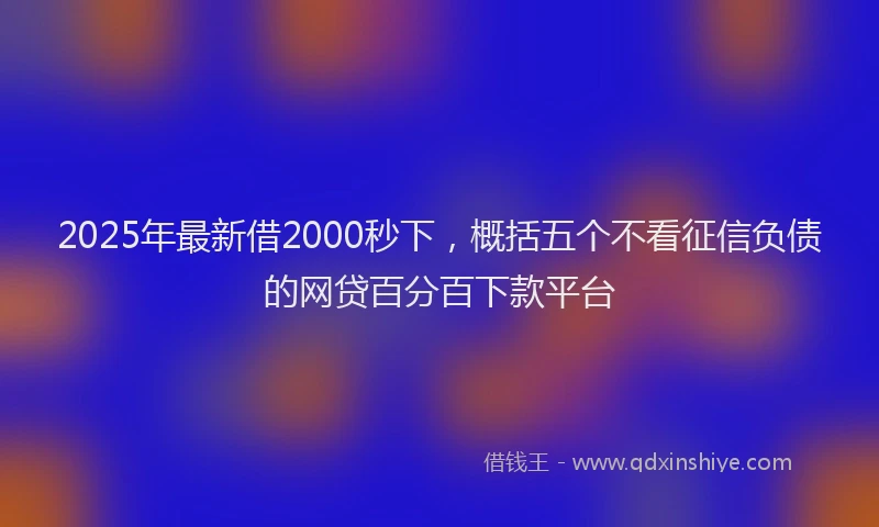 2025年最新借2000秒下，概括五个不看征信负债的网贷百分百下款平台