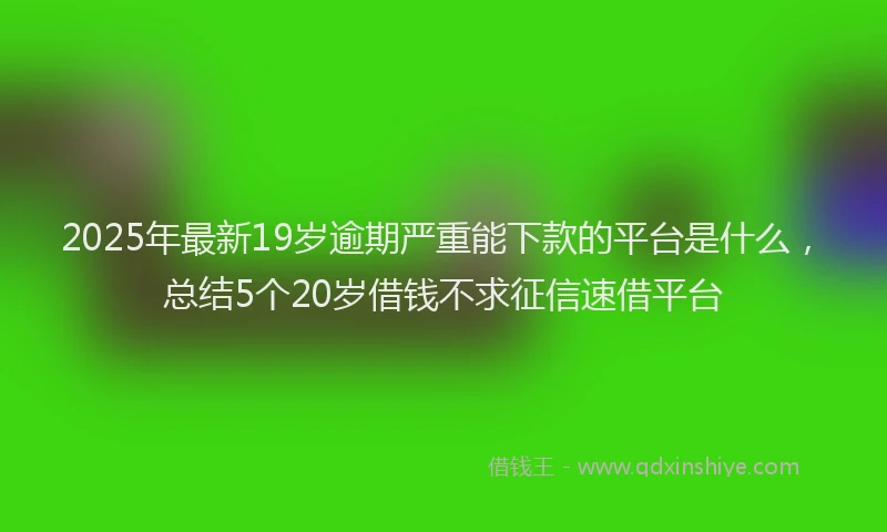2025年最新19岁逾期严重能下款的平台是什么，总结5个20岁借钱不求征信速借平台