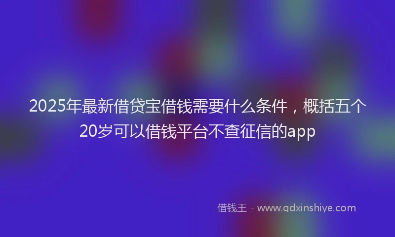2025年最新借贷宝借钱需要什么条件，概括五个20岁可以借钱平台不查征信的app