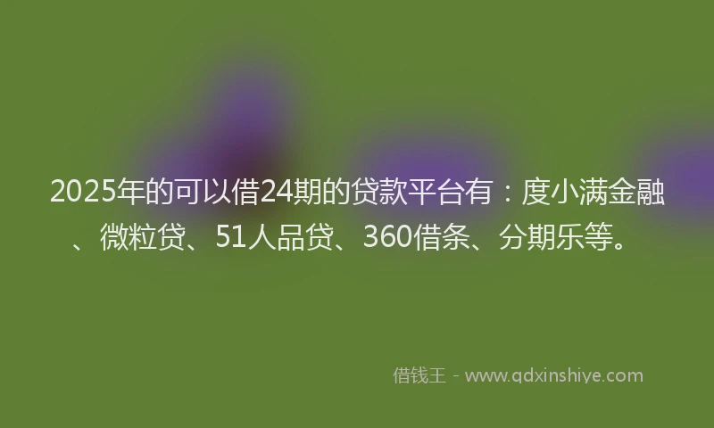 2025年的可以借24期的贷款平台有：度小满金融、微粒贷、51人品贷、360借条、分期乐等。