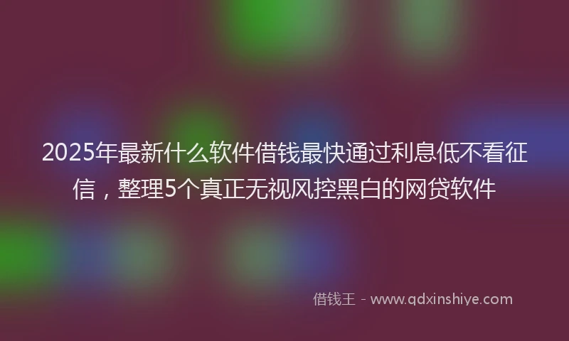 2025年最新什么软件借钱最快通过利息低不看征信，整理5个真正无视风控黑白的网贷软件