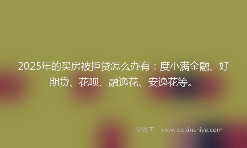 2025年的买房被拒贷怎么办有：度小满金融、好期贷、花呗、融逸花、安逸花等。