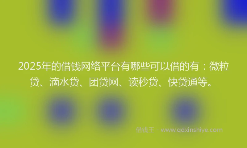 2025年的借钱网络平台有哪些可以借的有：微粒贷、滴水贷、团贷网、读秒贷、快贷通等。