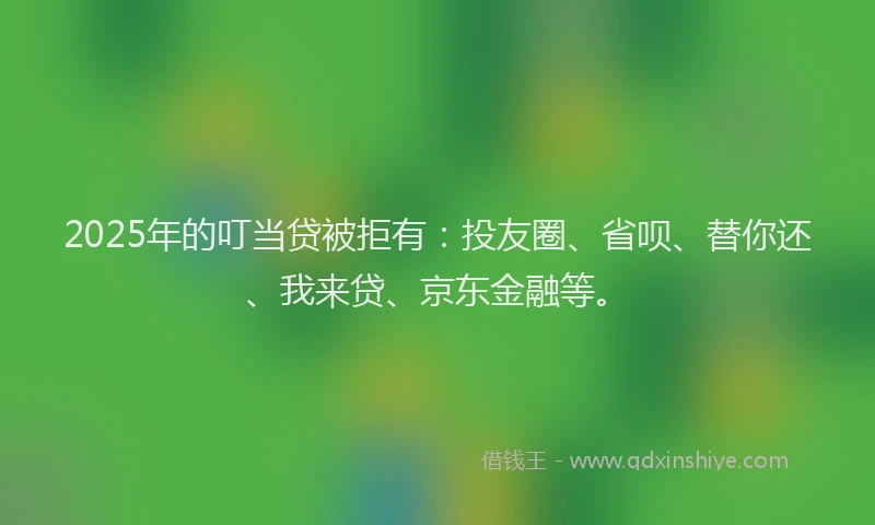 2025年的叮当贷被拒有：投友圈、省呗、替你还、我来贷、京东金融等。