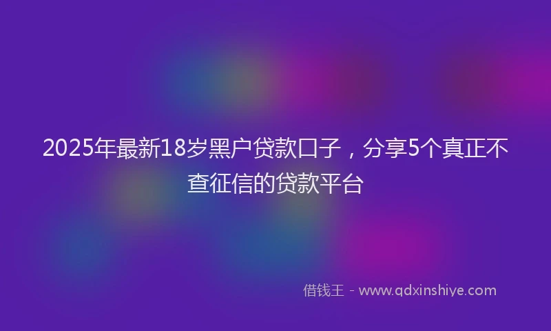 2025年最新18岁黑户贷款口子，分享5个真正不查征信的贷款平台