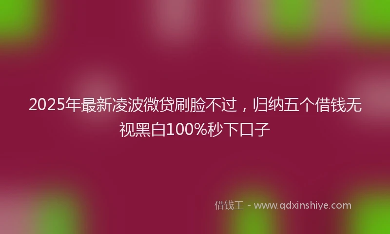 2025年最新凌波微贷刷脸不过，归纳五个借钱无视黑白100%秒下口子