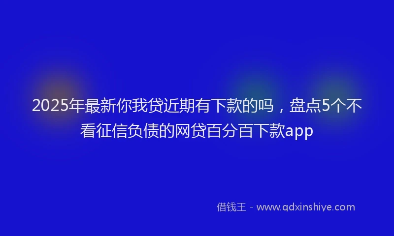 2025年最新你我贷近期有下款的吗，盘点5个不看征信负债的网贷百分百下款app