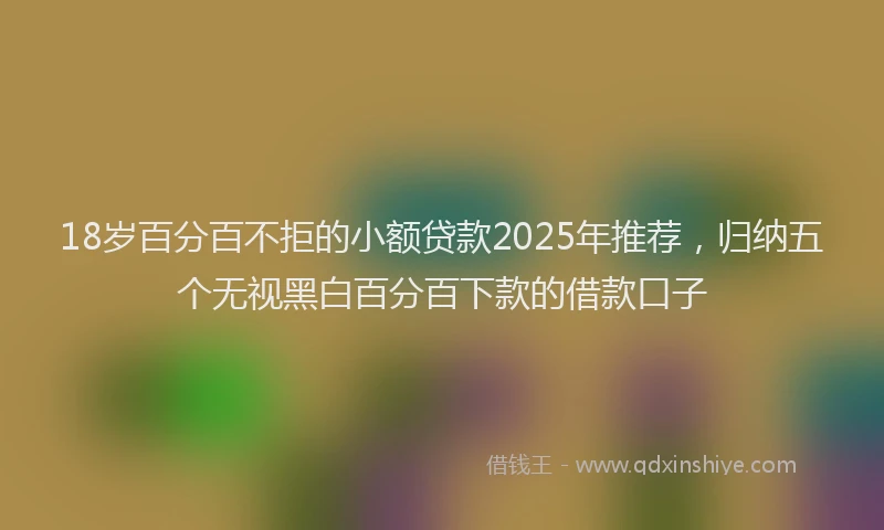 18岁百分百不拒的小额贷款2025年推荐，归纳五个无视黑白百分百下款的借款口子