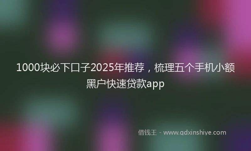 1000块必下口子2025年推荐，梳理五个手机小额黑户快速贷款app