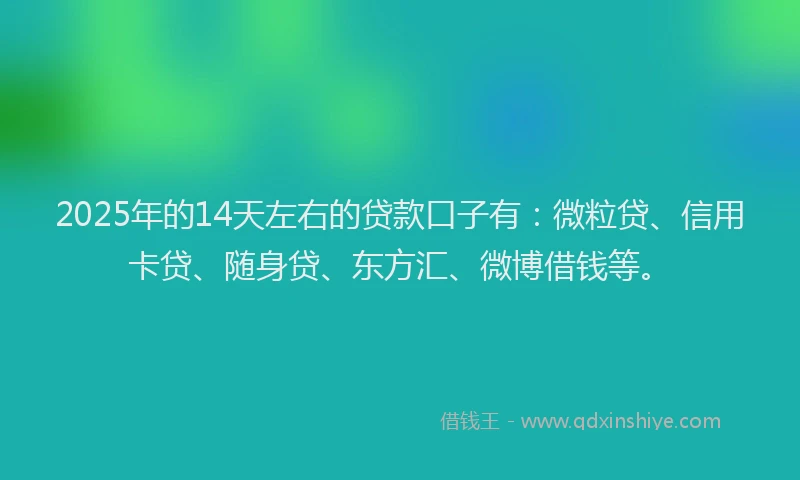 2025年的14天左右的贷款口子有：微粒贷、信用卡贷、随身贷、东方汇、微博借钱等。