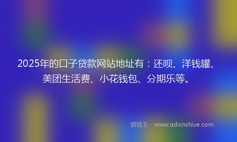 2025年的口子贷款网站地址有：还呗、洋钱罐、美团生活费、小花钱包、分期乐等。