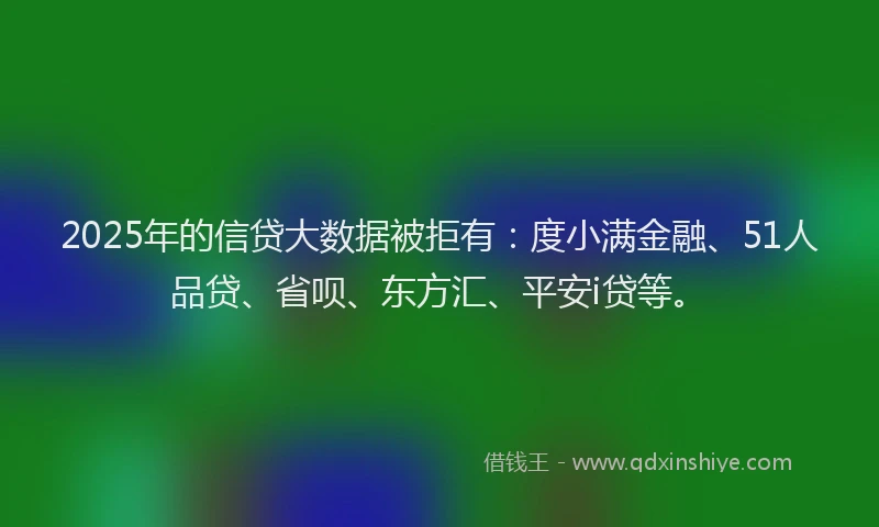 2025年的信贷大数据被拒有：度小满金融、51人品贷、省呗、东方汇、平安i贷等。