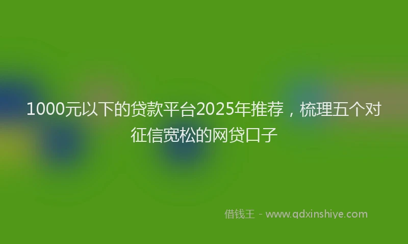 1000元以下的贷款平台2025年推荐，梳理五个对征信宽松的网贷口子