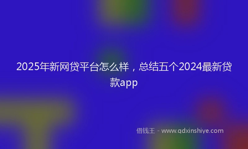 2025年新网贷平台怎么样，总结五个2024最新贷款app