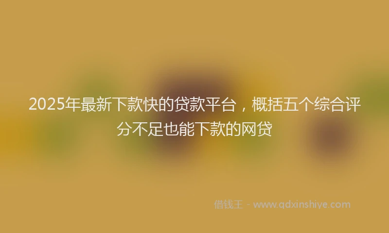 2025年最新下款快的贷款平台，概括五个综合评分不足也能下款的网贷