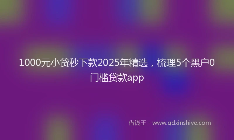 1000元小贷秒下款2025年精选，梳理5个黑户0门槛贷款app