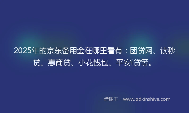 2025年的京东备用金在哪里看有：团贷网、读秒贷、惠商贷、小花钱包、平安i贷等。