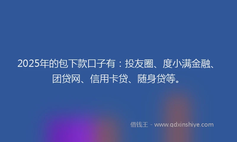 2025年的包下款口子有：投友圈、度小满金融、团贷网、信用卡贷、随身贷等。