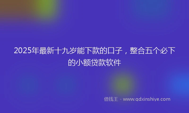 2025年最新十九岁能下款的口子，整合五个必下的小额贷款软件