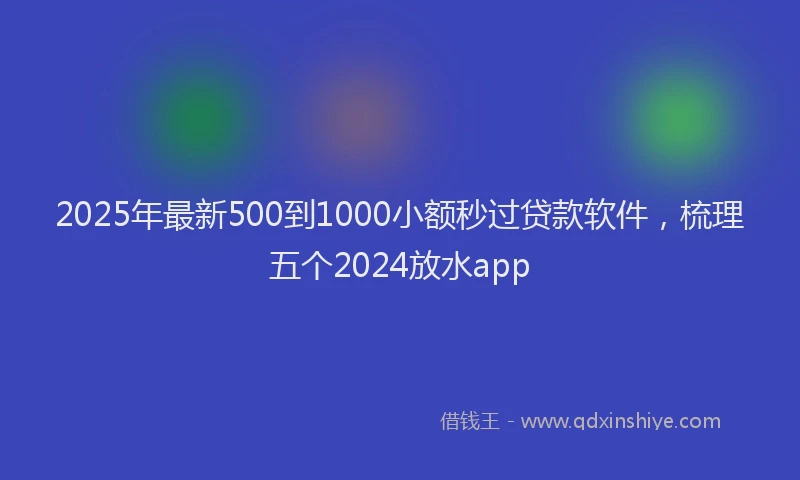 2025年最新500到1000小额秒过贷款软件，梳理五个2024放水app