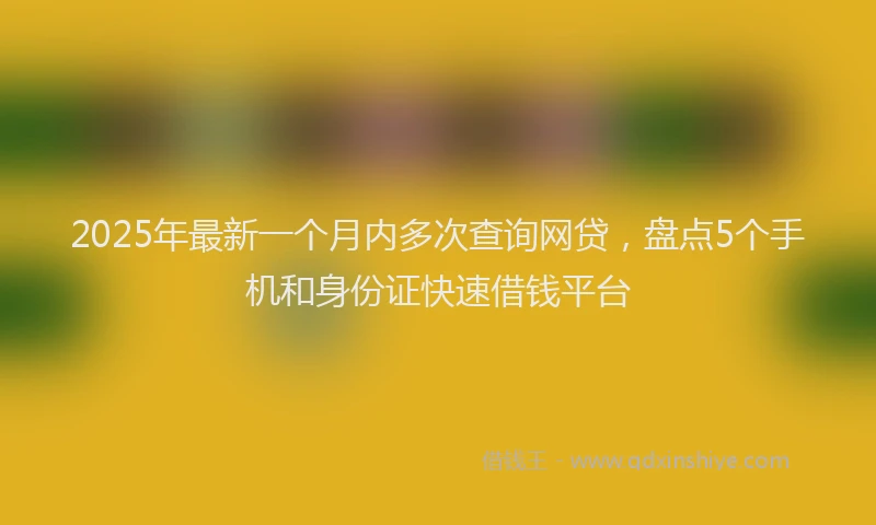 2025年最新一个月内多次查询网贷，盘点5个手机和身份证快速借钱平台