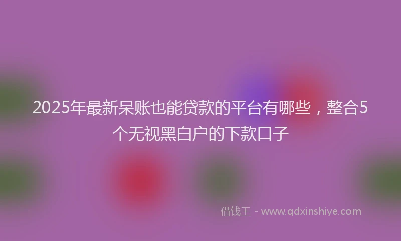 2025年最新呆账也能贷款的平台有哪些，整合5个无视黑白户的下款口子