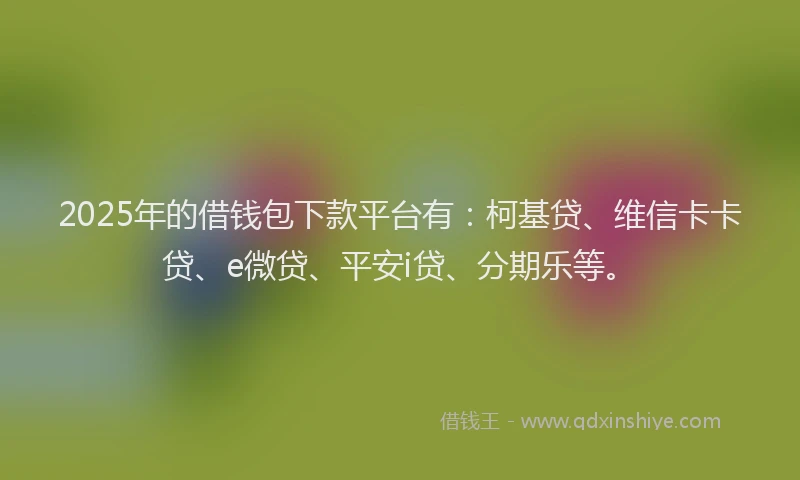 2025年的借钱包下款平台有：柯基贷、维信卡卡贷、e微贷、平安i贷、分期乐等。