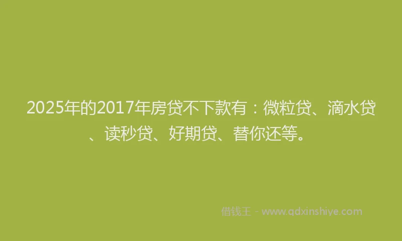 2025年的2017年房贷不下款有：微粒贷、滴水贷、读秒贷、好期贷、替你还等。