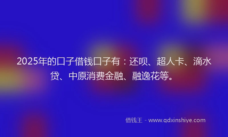2025年的口子借钱口子有：还呗、超人卡、滴水贷、中原消费金融、融逸花等。