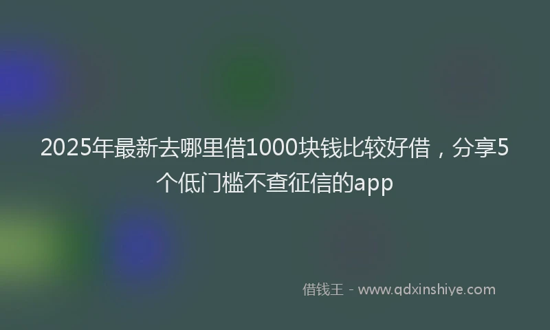 2025年最新去哪里借1000块钱比较好借，分享5个低门槛不查征信的app