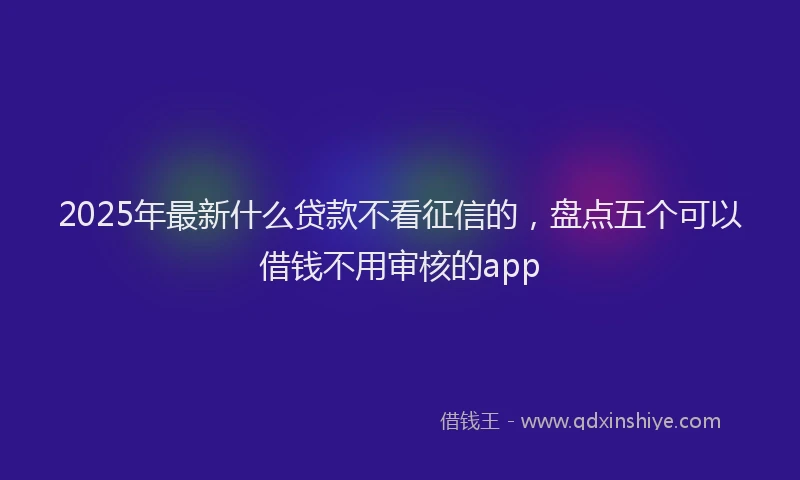 2025年最新什么贷款不看征信的，盘点五个可以借钱不用审核的app