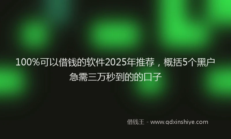 100%可以借钱的软件2025年推荐，概括5个黑户急需三万秒到的的口子