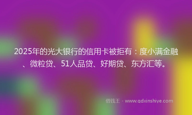 2025年的光大银行的信用卡被拒有：度小满金融、微粒贷、51人品贷、好期贷、东方汇等。
