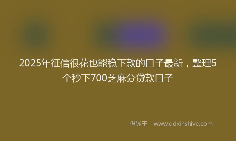 2025年征信很花也能稳下款的口子最新，整理5个秒下700芝麻分贷款口子