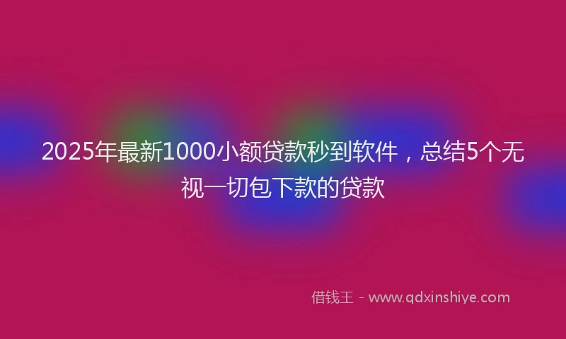 2025年最新1000小额贷款秒到软件，总结5个无视一切包下款的贷款