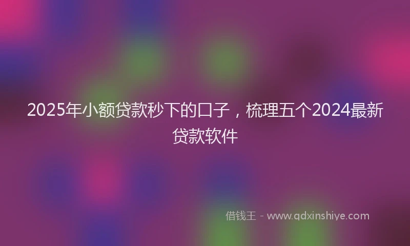 2025年小额贷款秒下的口子，梳理五个2024最新贷款软件