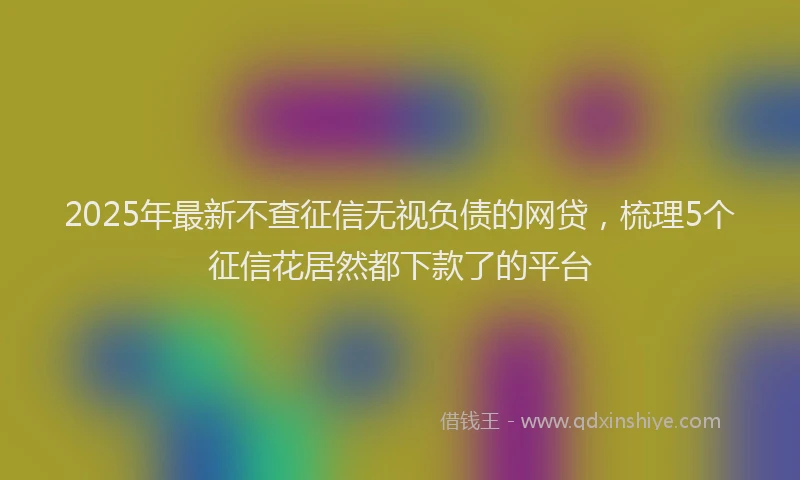 2025年最新不查征信无视负债的网贷，梳理5个征信花居然都下款了的平台