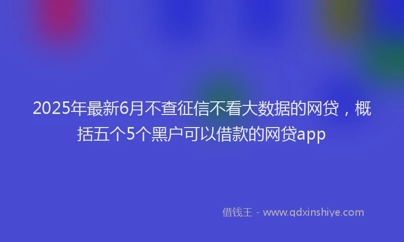 2025年最新6月不查征信不看大数据的网贷，概括五个5个黑户可以借款的网贷app