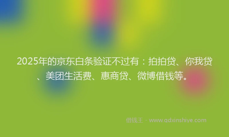 2025年的京东白条验证不过有：拍拍贷、你我贷、美团生活费、惠商贷、微博借钱等。