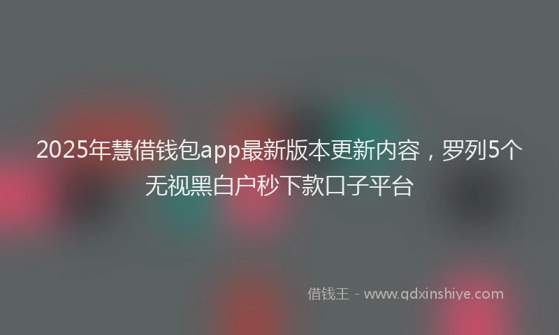 2025年慧借钱包app最新版本更新内容，罗列5个无视黑白户秒下款口子平台