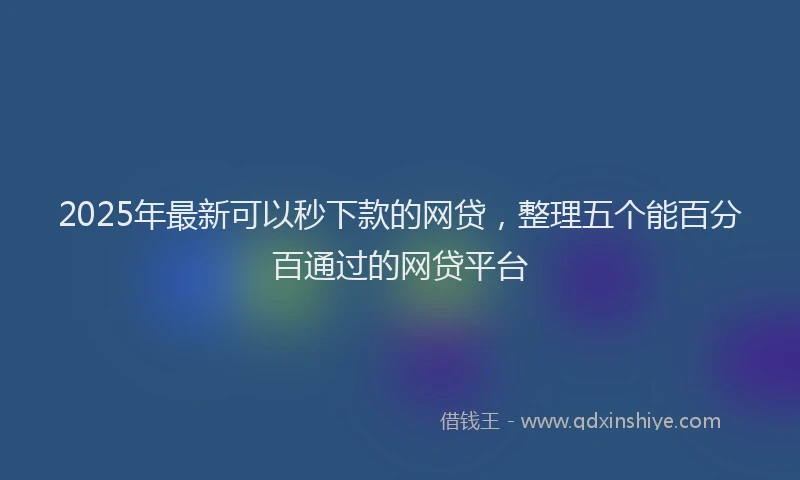 2025年最新可以秒下款的网贷，整理五个能百分百通过的网贷平台