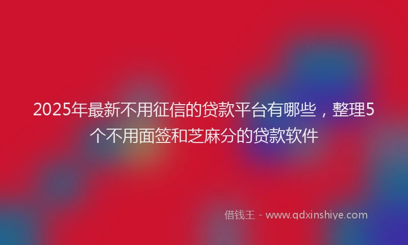 2025年最新不用征信的贷款平台有哪些，整理5个不用面签和芝麻分的贷款软件