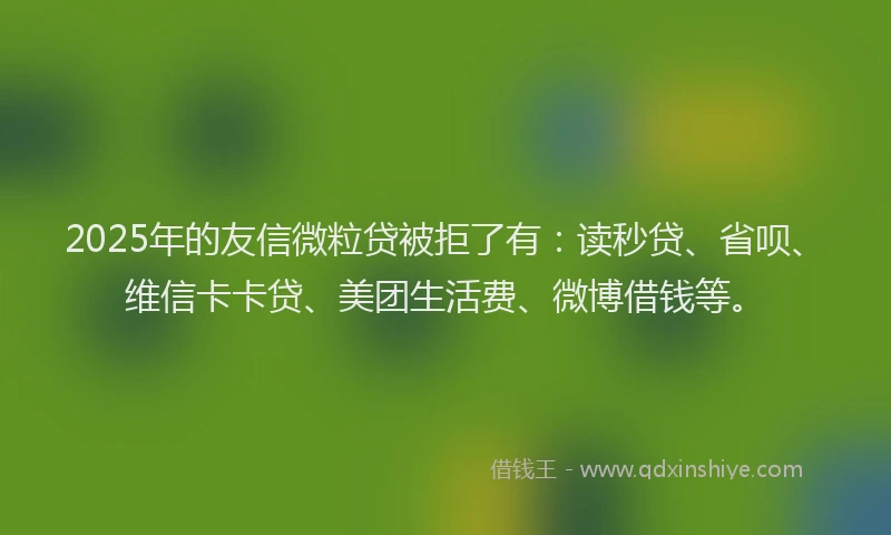 2025年的友信微粒贷被拒了有：读秒贷、省呗、维信卡卡贷、美团生活费、微博借钱等。