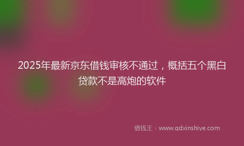 2025年最新京东借钱审核不通过，概括五个黑白贷款不是高炮的软件