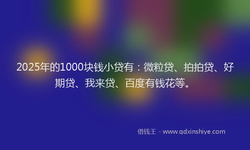 2025年的1000块钱小贷有：微粒贷、拍拍贷、好期贷、我来贷、百度有钱花等。